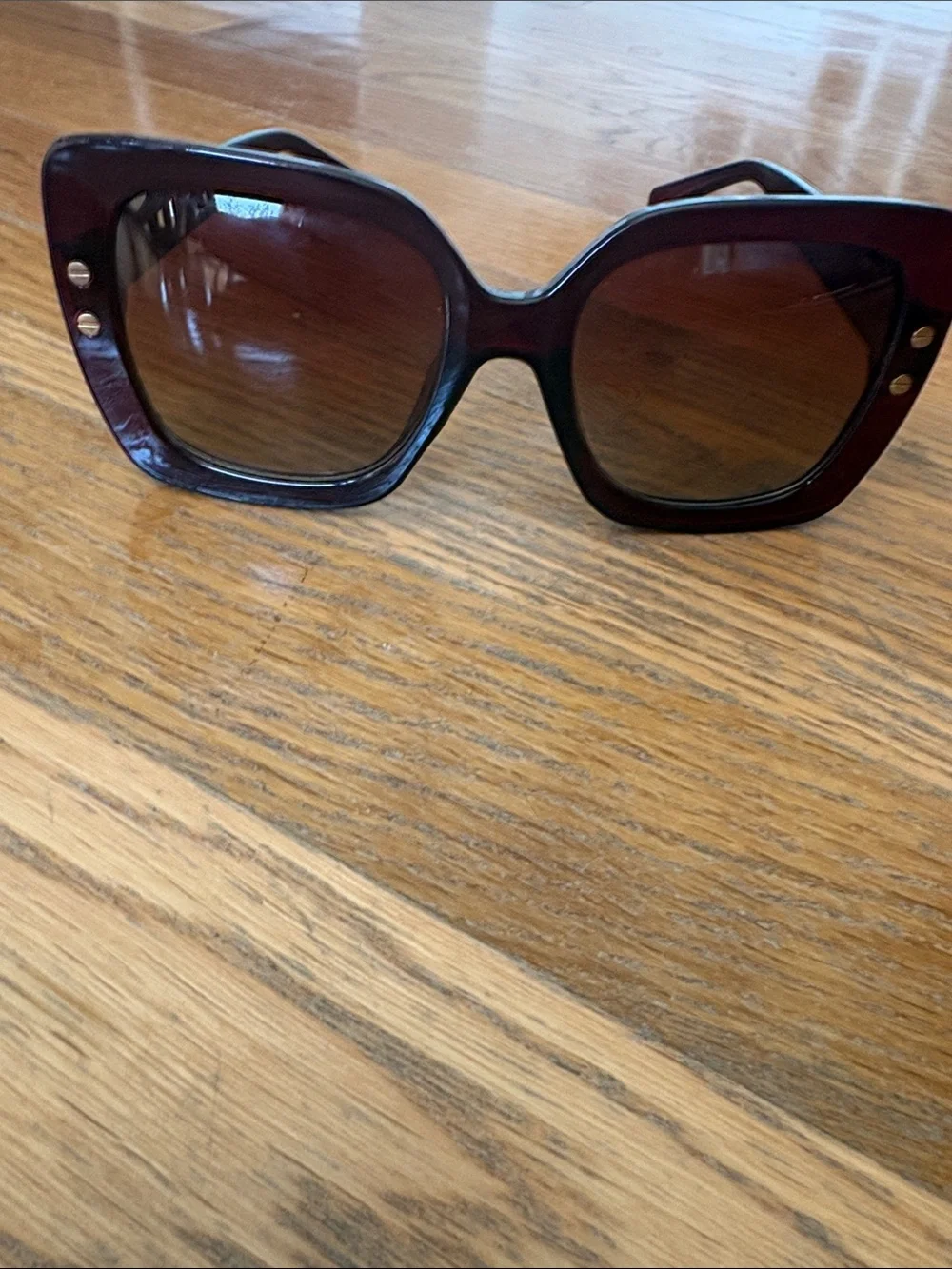 NYS Polarized Oversized Square Sunglasses Brown